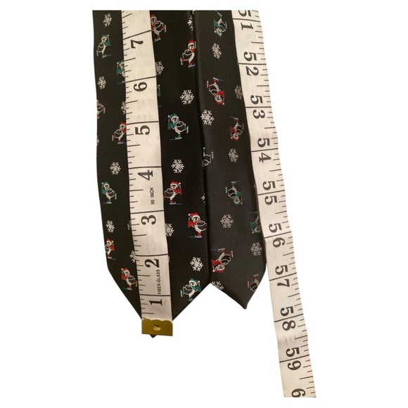 HALLMARK Penguin Holiday Traditions Necktie Black Textured Christmas - Picture 4 of 7